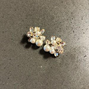 J.Crew Pearl and Jewel Cluster Earrings